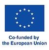 Engelsk EU-logotyp med vita stjärnor och texten under flaggan. 